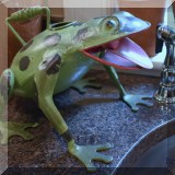 L02. Handpainted frog shaped watering can 7” x 11” - $35